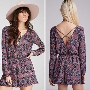 Boho ornate v neck romper